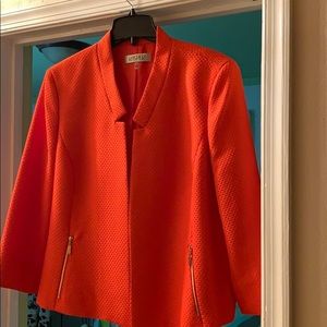 Orange textured polyester blazer